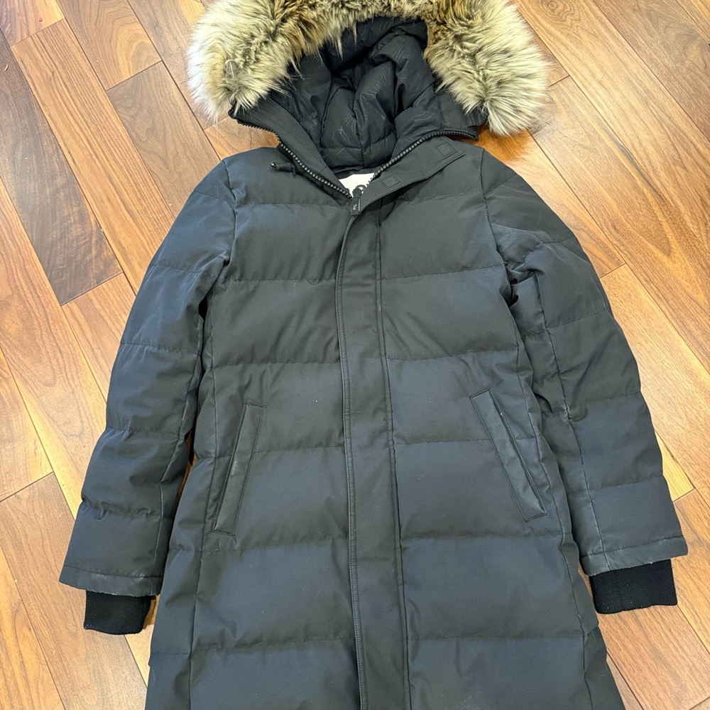 TNA St Anton Black Puffer Jacket with Faux Fur Hood - Picture 2 of 16